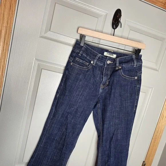 Rock & Roll Ladies Dark Wash Boot Stitch Mid Rise Trousers 27 x 36 Long Tall - Picture 3 of 9